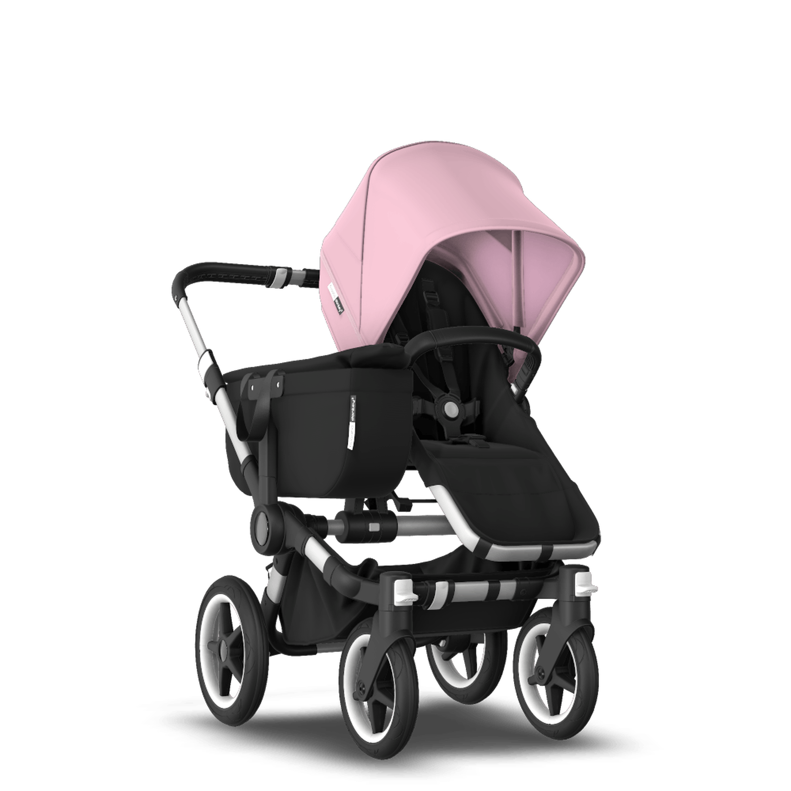 Bugaboo Donkey 3 Mono seat and bassinet stroller soft pink sun canopy, black fabrics, aluminium base - Thumbnail Slide 5 of 10