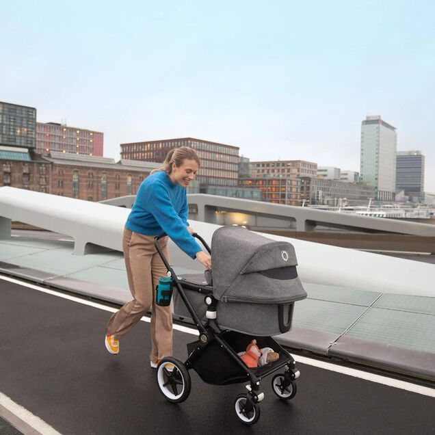 Bugaboo Lynx bassinet and seat stroller grey melange sun canopy, grey melange fabrics, black base - Main Image Slide 9 of 10