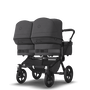 Bugaboo Donkey 5 Twin bassinet and seat stroller black base, mineral washed black fabrics, mineral washed black sun canopy - Thumbnail Slide 2 of 14