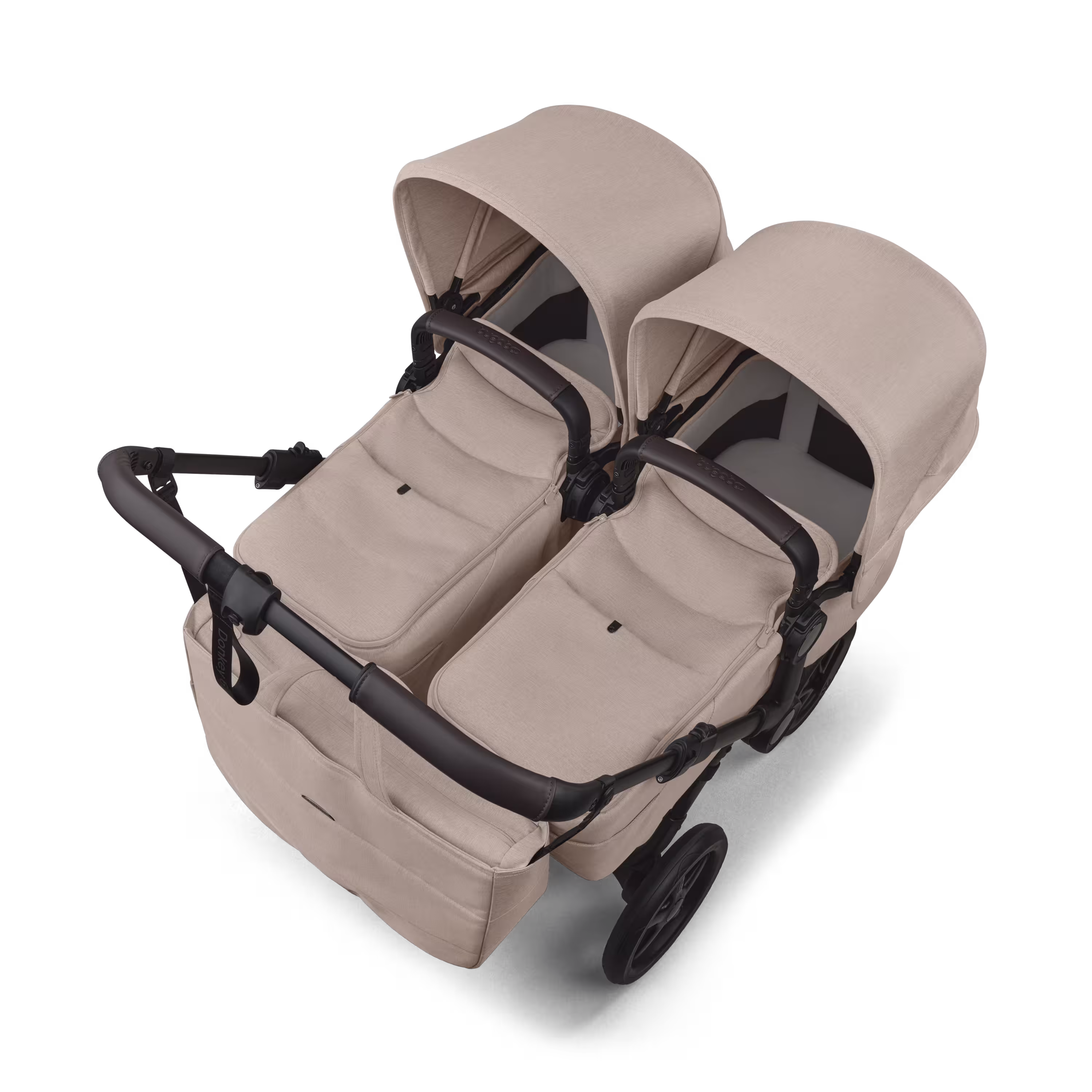 Bugaboo Donkey 6 twin pram black base, desert taupe melange fabrics, desert taupe melange sun canopy - Main Modal Image Slide 3 of 9