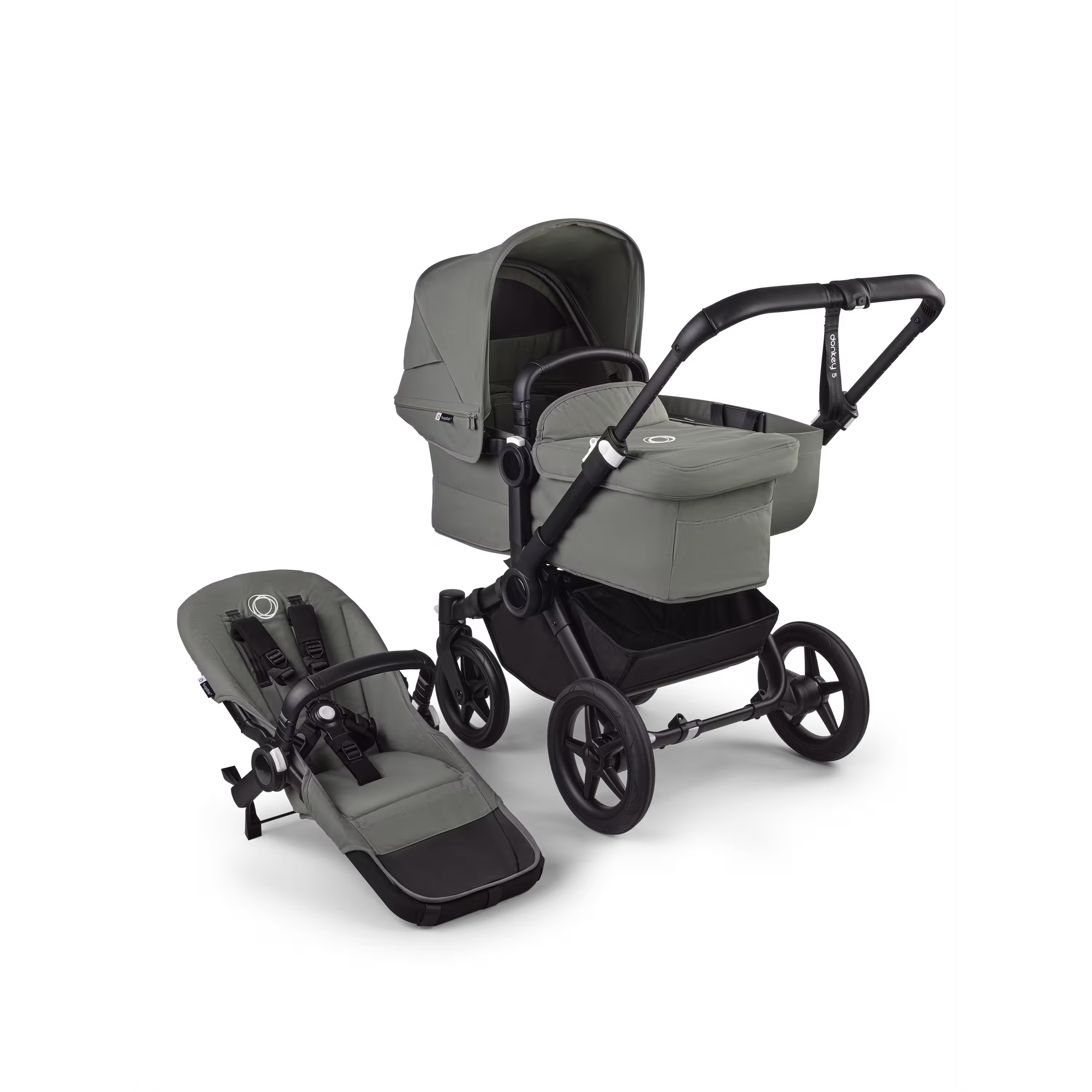 Bugaboo Donkey 5 Mono 2-in-1 stroller black base, forest green fabrics, forest green sun canopy - Main Modal Image Slide 1 of 14