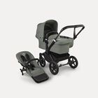 Bugaboo Donkey 5 Mono 2-in-1 stroller black base, forest green fabrics, forest green sun canopy