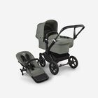 Bugaboo Donkey 5 Mono 2-in-1 stroller black base, forest green fabrics, forest green sun canopy