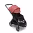 Bugaboo Dragonfly seat stroller with black chassis, midnight black fabrics and sunrise red sun canopy. The sun canopy is fully extended. - Thumbnail Slide 3 of 16
