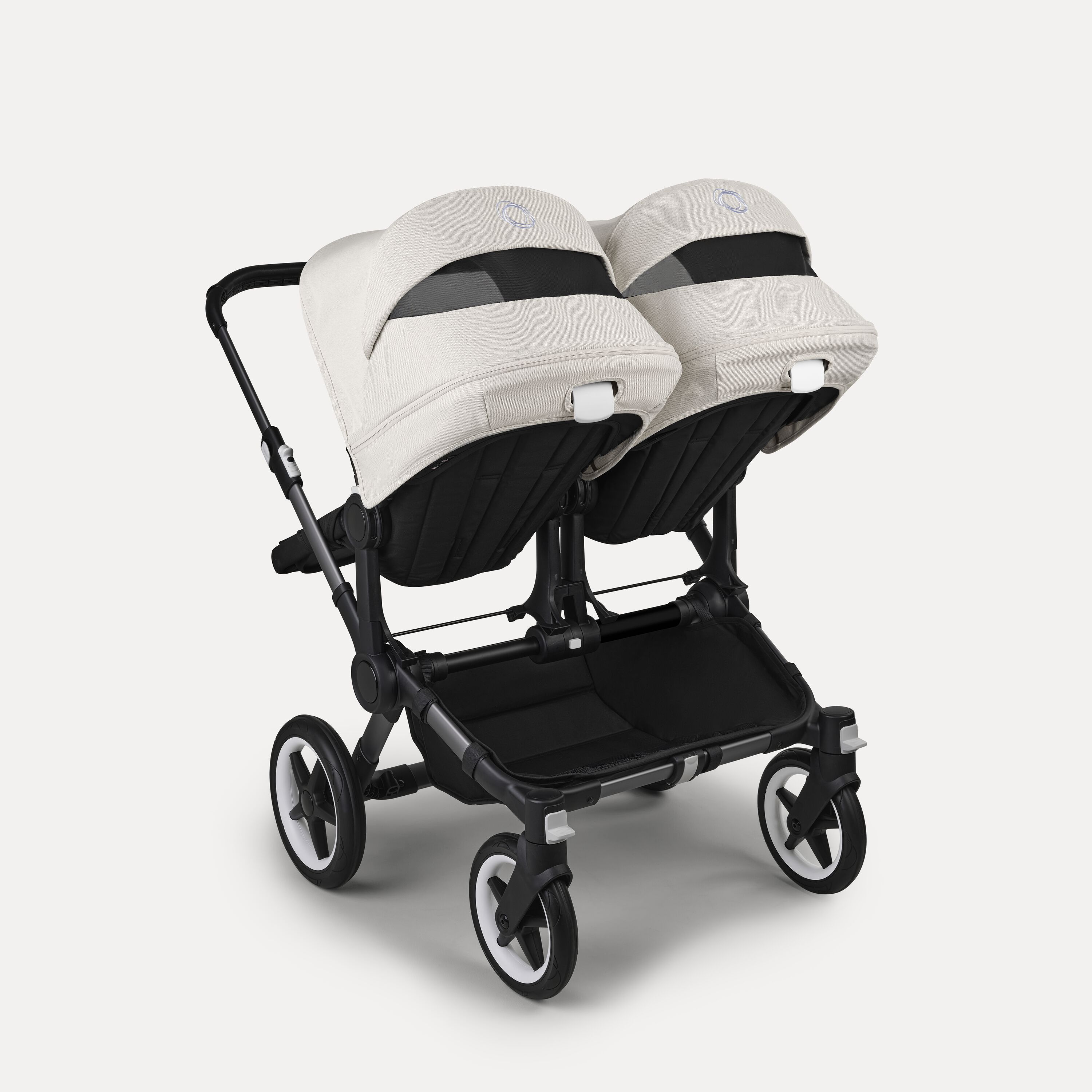 Bugaboo Donkey 5 twin stroller graphite base, midnight black fabrics, misty white sun canopy - Main Modal Image Slide 4 of 12