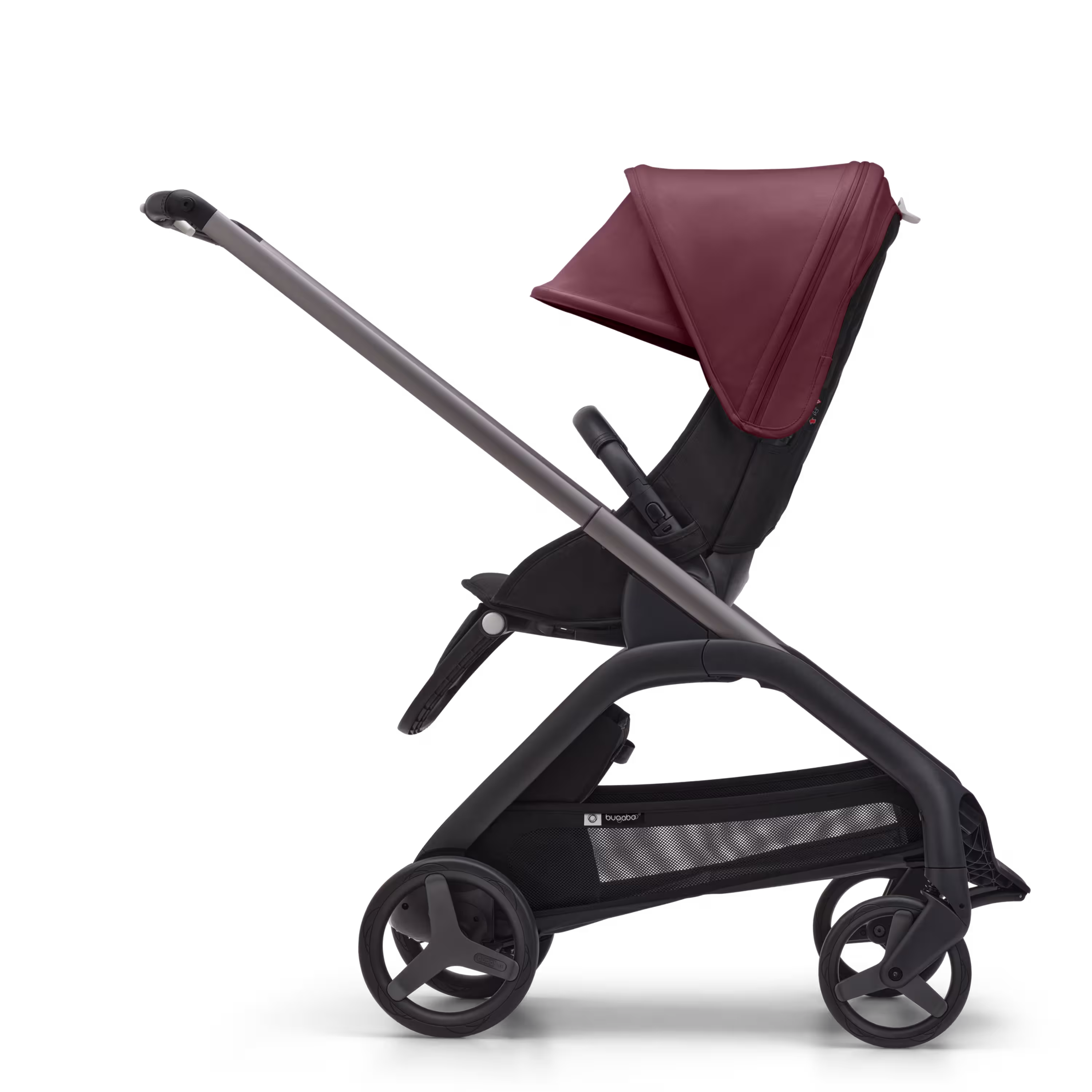 Bugaboo Dragonfly 2-in-1 stroller graphite base, midnight black fabrics, dark cherry red sun canopy - Main Modal Image Slide 2 of 16