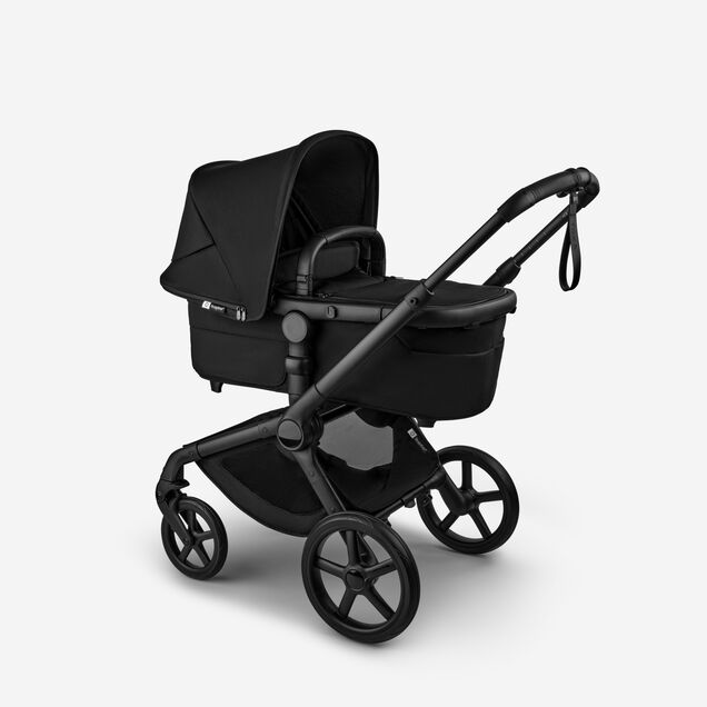 Bugaboo Fox 5 Renew bassinet newborn stroller, with black chassis, Heritage Black fabrics, and Heritage Black sun canopy. - Main Image Slide 2 of 12