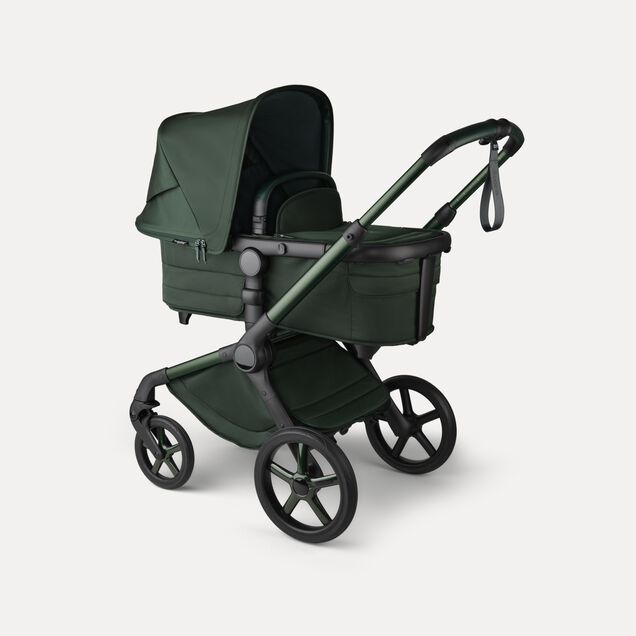 A Bugaboo Fox 5 Noir Limited Edition bassinet stroller in Midnight Green colorway. - Main Image Slide 3 of 15