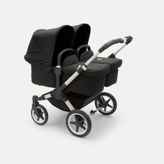 Bugaboo Donkey 5 twin stroller aluminium base, midnight black fabrics, midnight black sun canopy - Main Image Slide 1 of 10