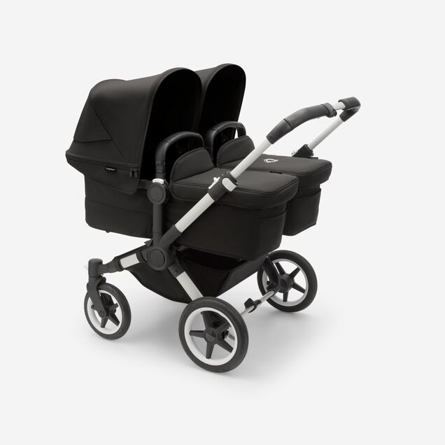 Bugaboo Donkey 5 twin stroller aluminium base, midnight black fabrics, midnight black sun canopy - Main Image Slide 1 of 10