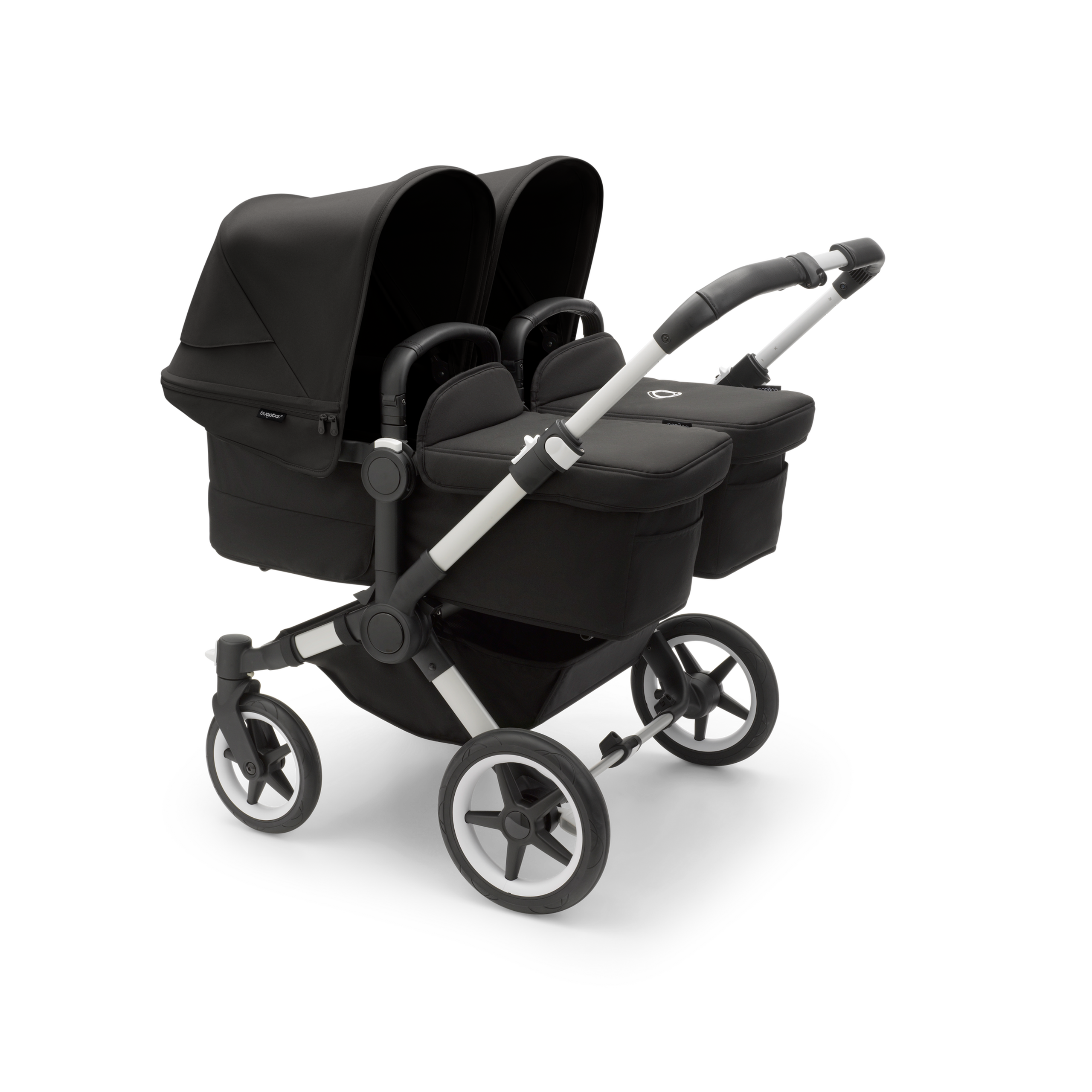 Bugaboo Donkey 5 twin stroller aluminium base, midnight black fabrics, midnight black sun canopy - Thumbnail Slide 1 of 10