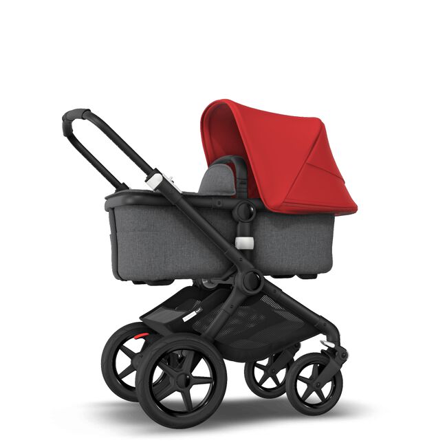 Fox 2 Seat and Bassinet Stroller Red sun canopy, Grey Melange style set, Black chassis - Main Image Slide 4 of 8