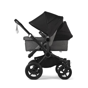 Bugaboo Donkey 5 Duo double stroller black base, grey mélange fabrics, midnight black sun canopy - view 2