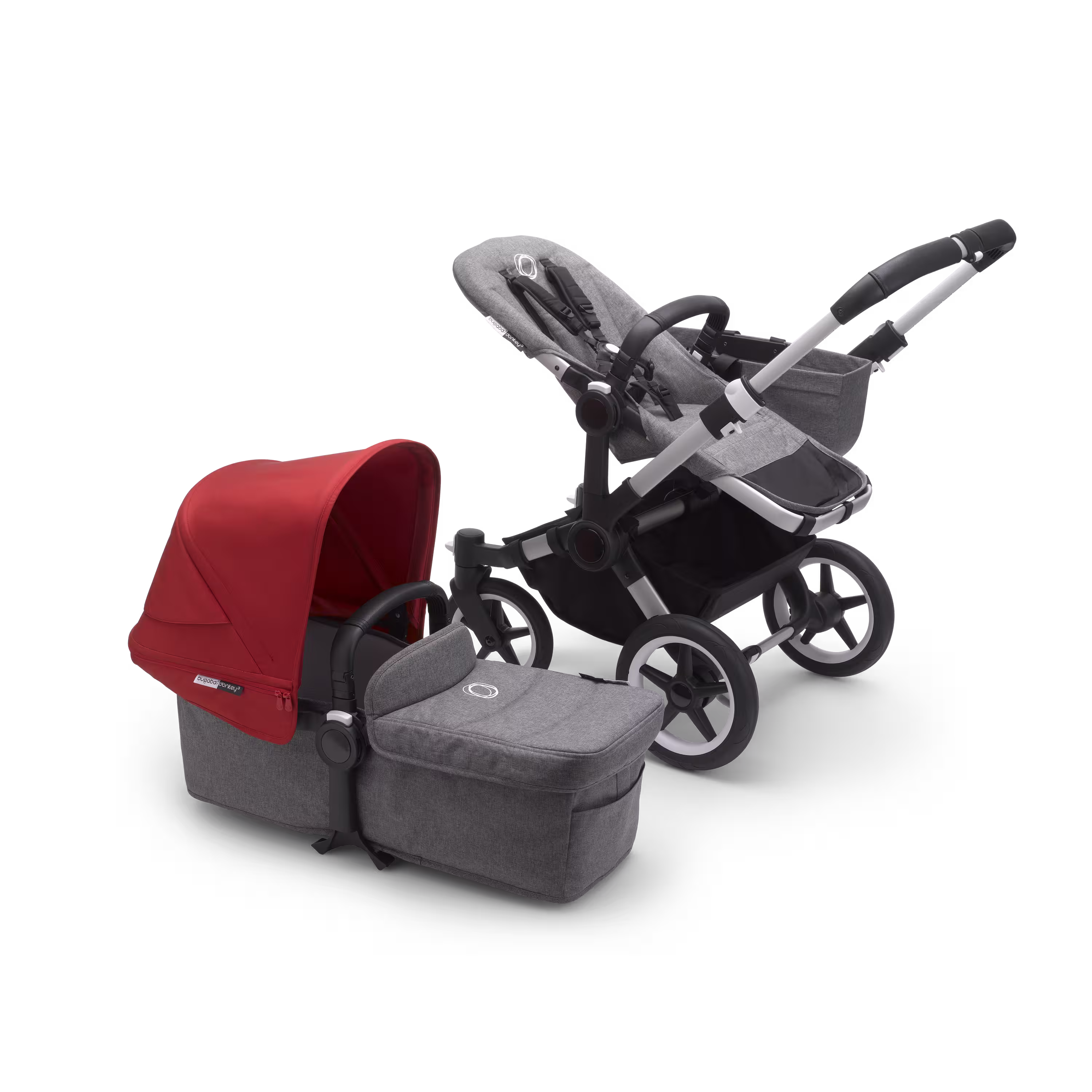 Bugaboo Donkey3 mono complete ASIA ALU/GREY MELANGE-RED - Main Modal Image Slide 1 of 4