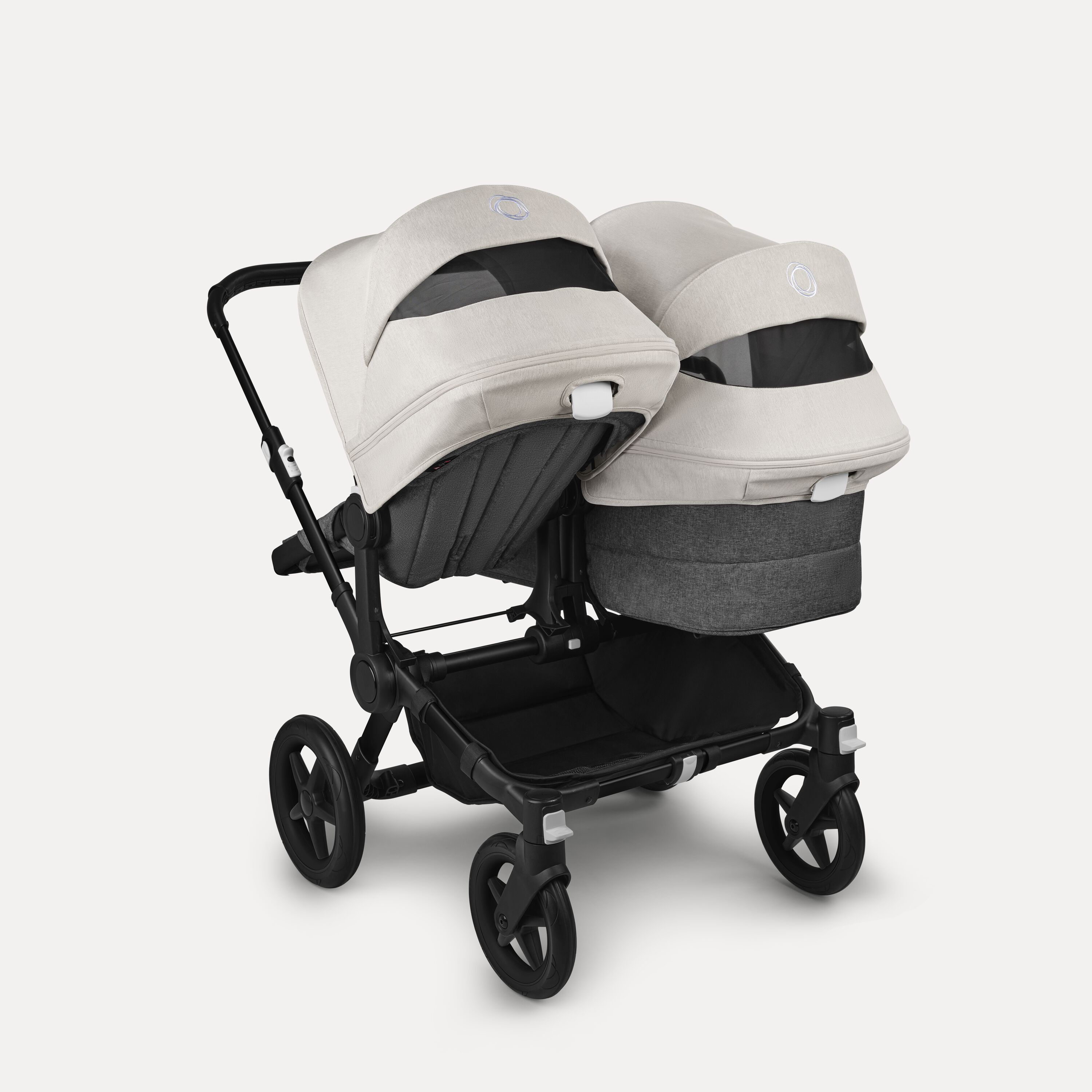 Bugaboo Donkey 5 Duo double stroller black base, grey mélange fabrics, misty white sun canopy - Main Modal Image Slide 4 of 11