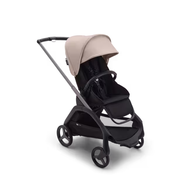 Bugaboo Dragonfly seat stroller graphite base, midnight black fabrics, desert taupe sun canopy - Main Image Slide 1 of 16
