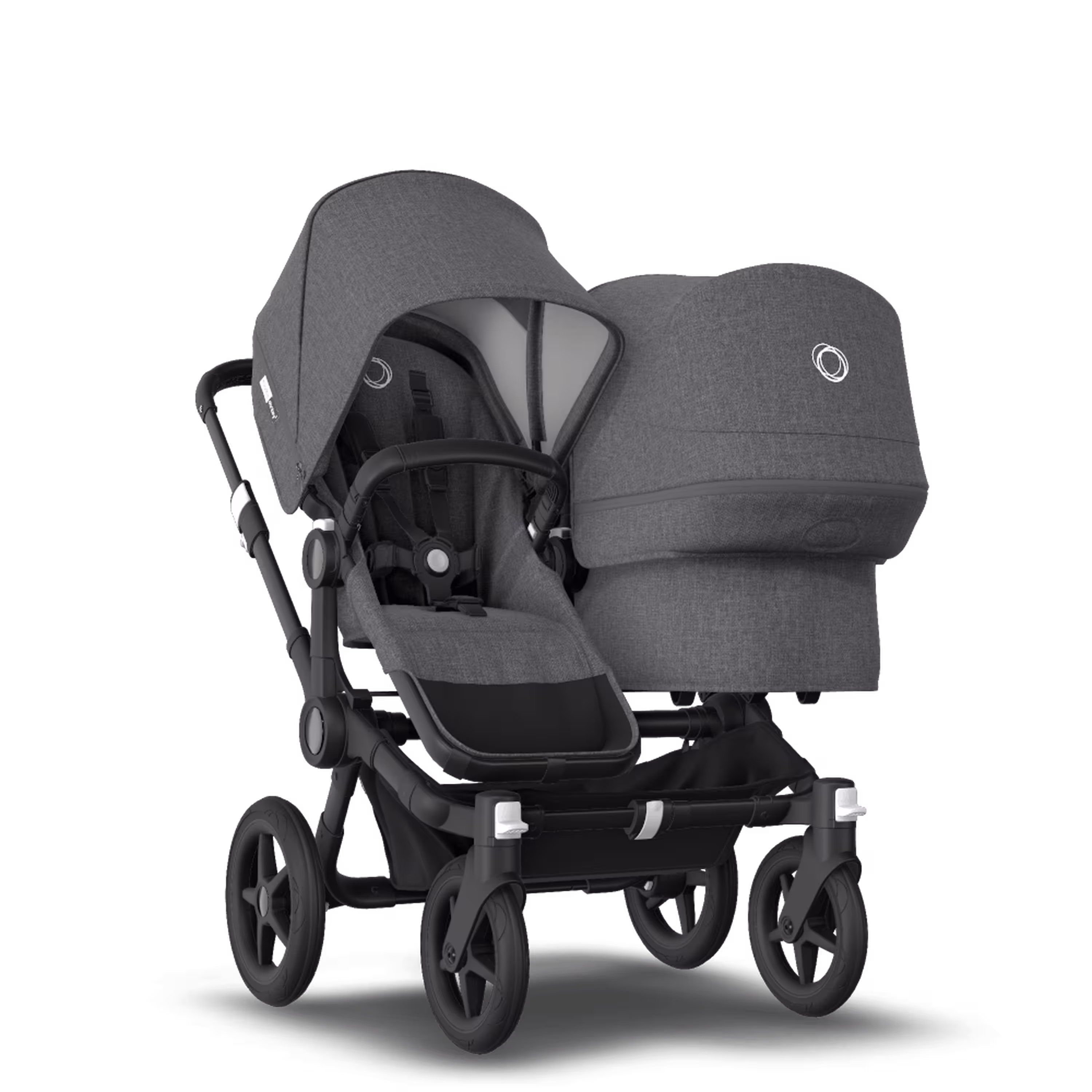 Bugaboo Donkey 3 Duo travel system grey melange sun canopy, grey melange fabrics, black base - Main Modal Image Slide 2 of 14