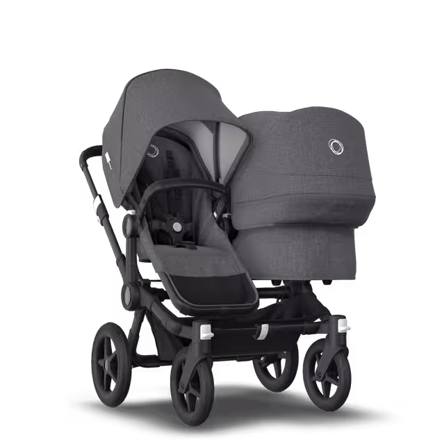 Bugaboo Donkey 3 Duo travel system grey melange sun canopy, grey melange fabrics, black base - Main Image Slide 2 of 14