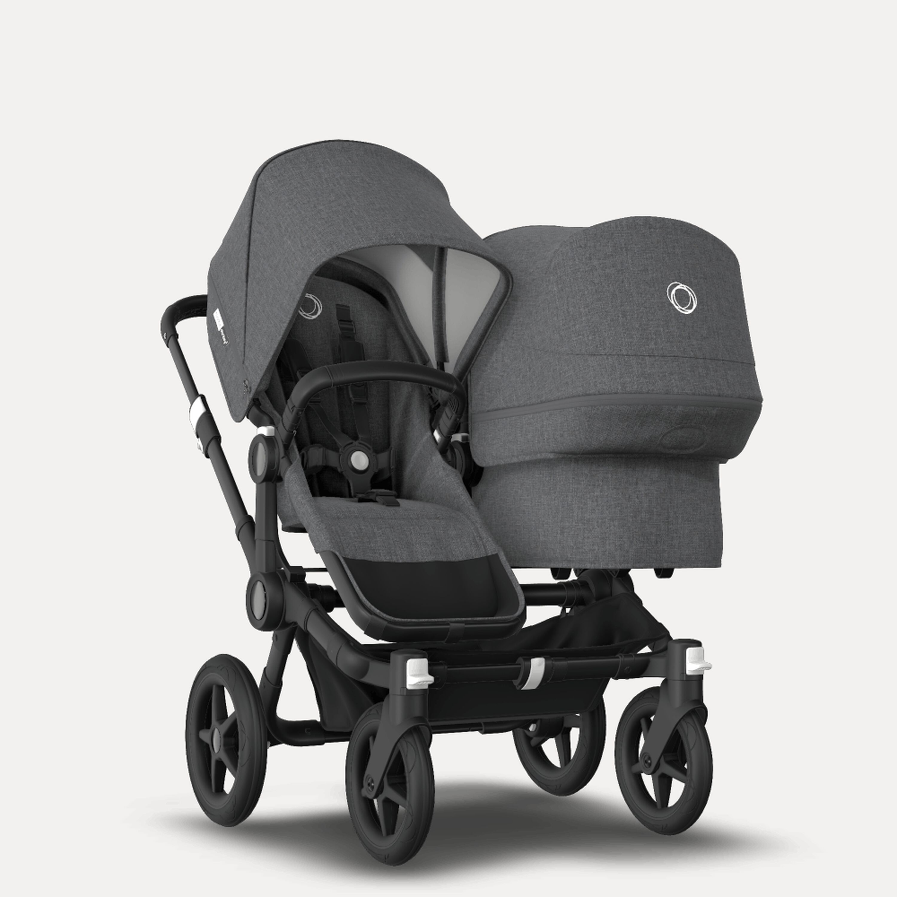 Bugaboo Donkey 3 Duo travel system grey melange sun canopy, grey melange fabrics, black base - Main Modal Image Slide 2 of 14