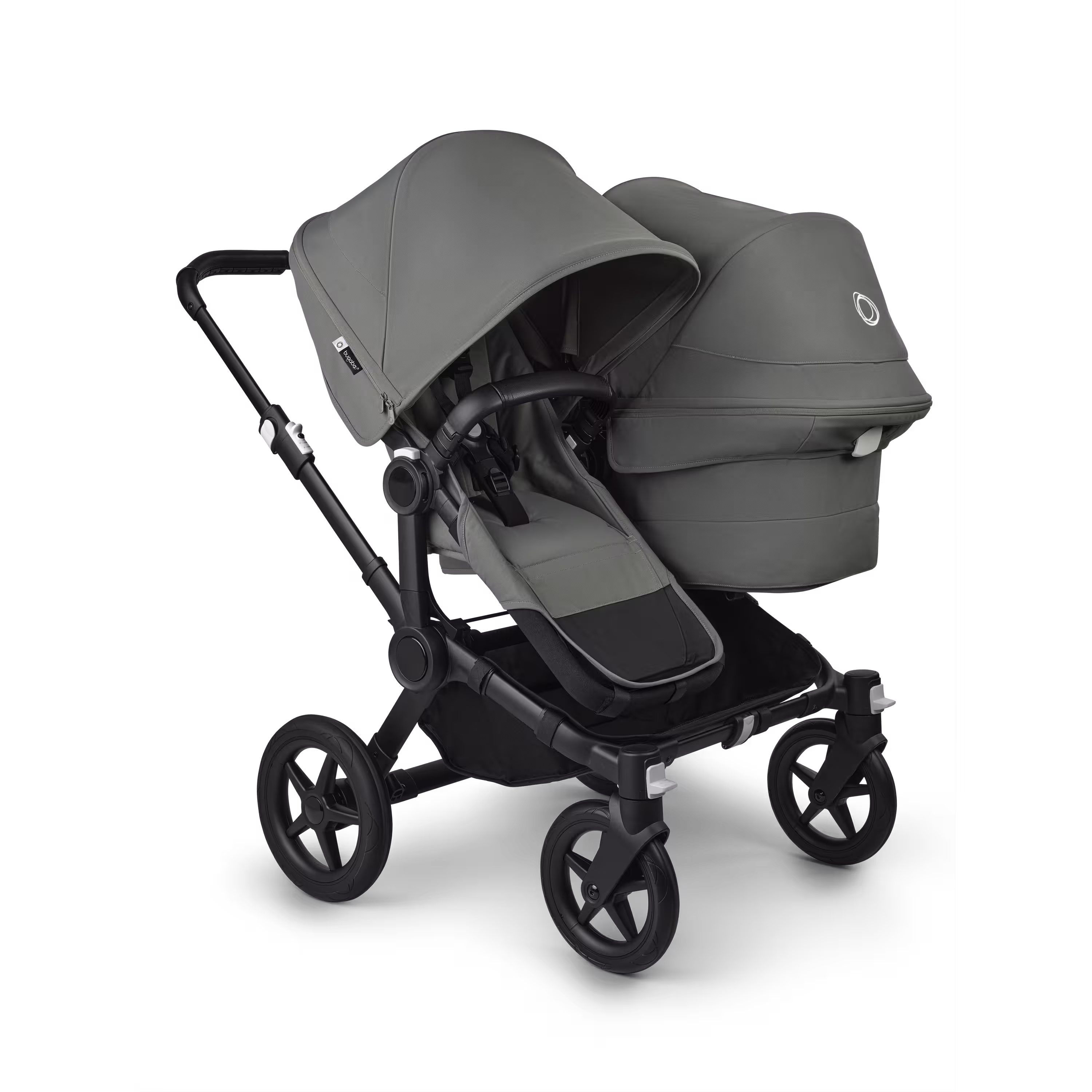 Bugaboo Donkey 5 Duo double stroller black base, forest green fabrics, forest green sun canopy - Main Modal Image Slide 1 of 11