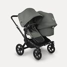 Bugaboo Donkey 5 Duo double stroller black base, forest green fabrics, forest green sun canopy