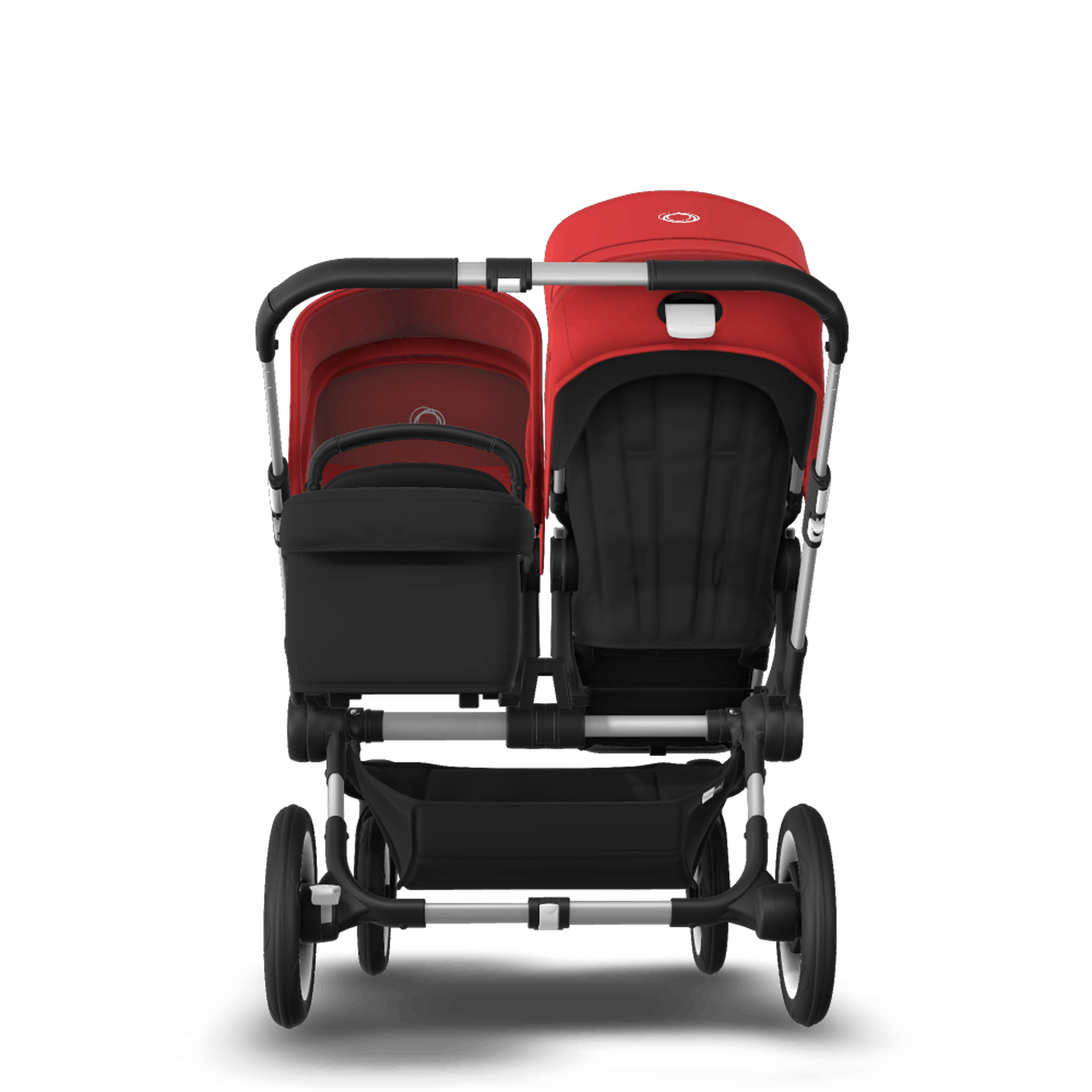 Bugaboo Donkey 3 Duo seat and bassinet stroller red sun canopy, black fabrics, aluminium base - Thumbnail Slide 3 of 5