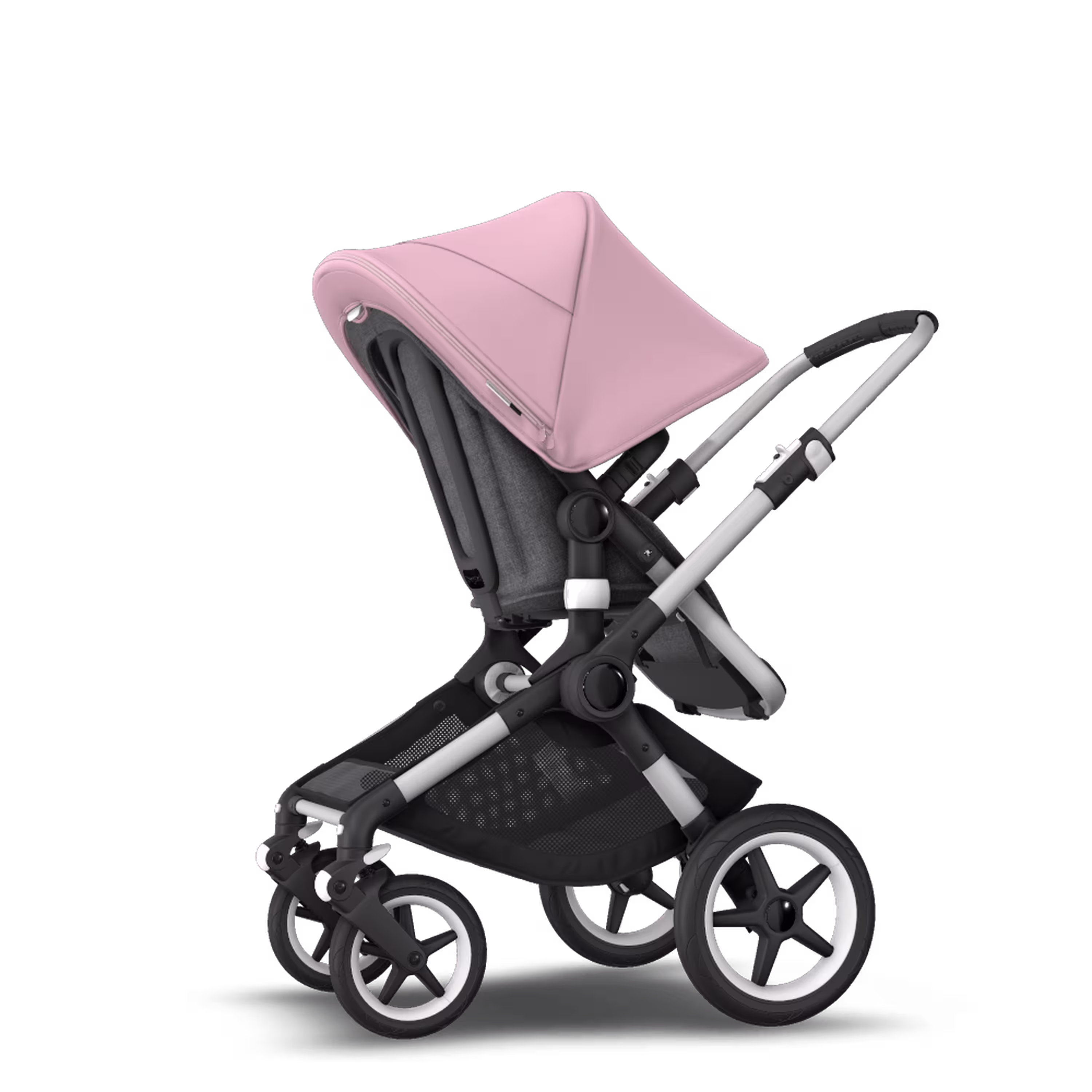 Bugaboo Fox 2 seat and carrycot pushchair soft pink sun canopy, grey melange fabrics, aluminium base - Main Modal Image Slide 6 of 10