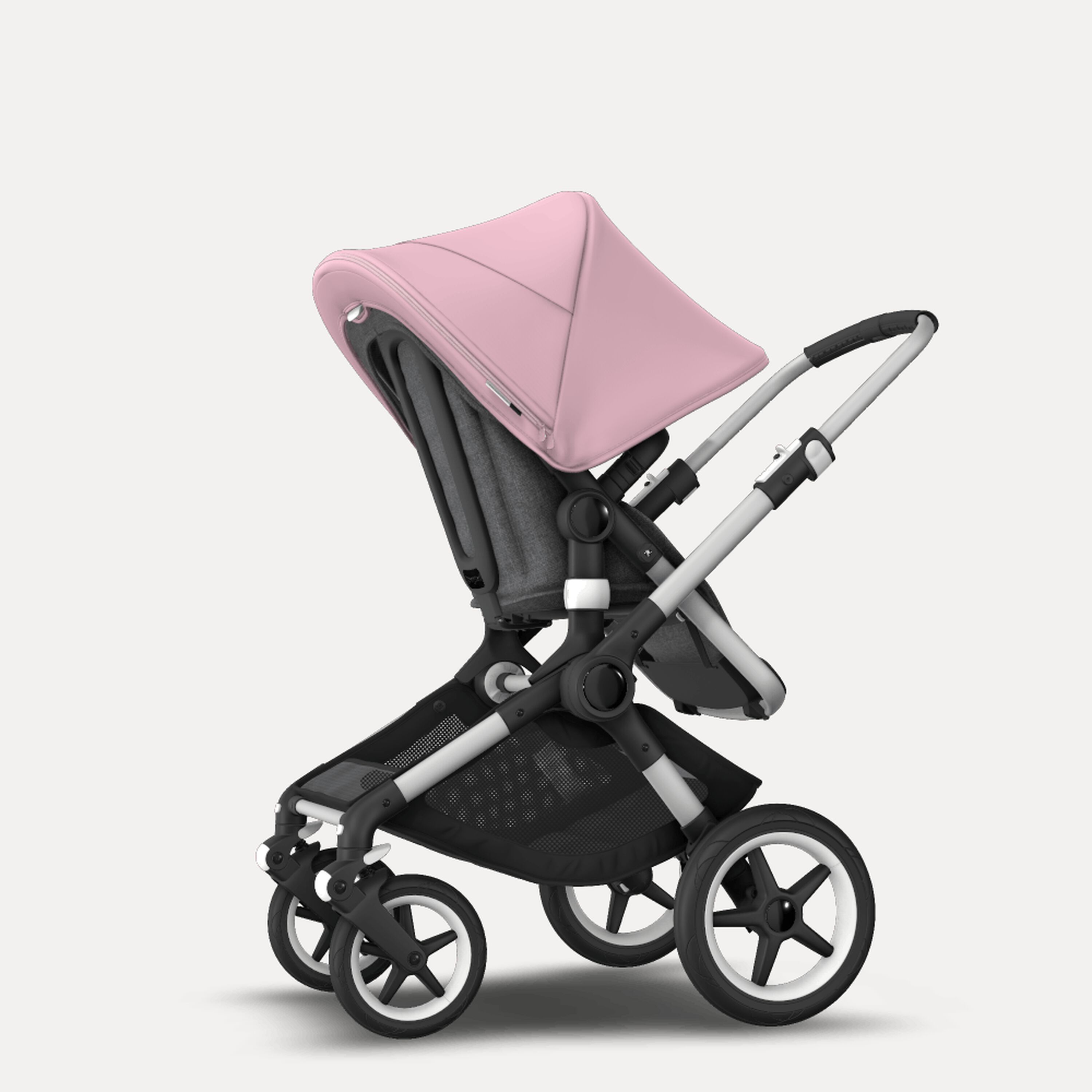 Bugaboo Fox 2 seat and carrycot pushchair soft pink sun canopy, grey melange fabrics, aluminium base - Main Modal Image Slide 6 of 10