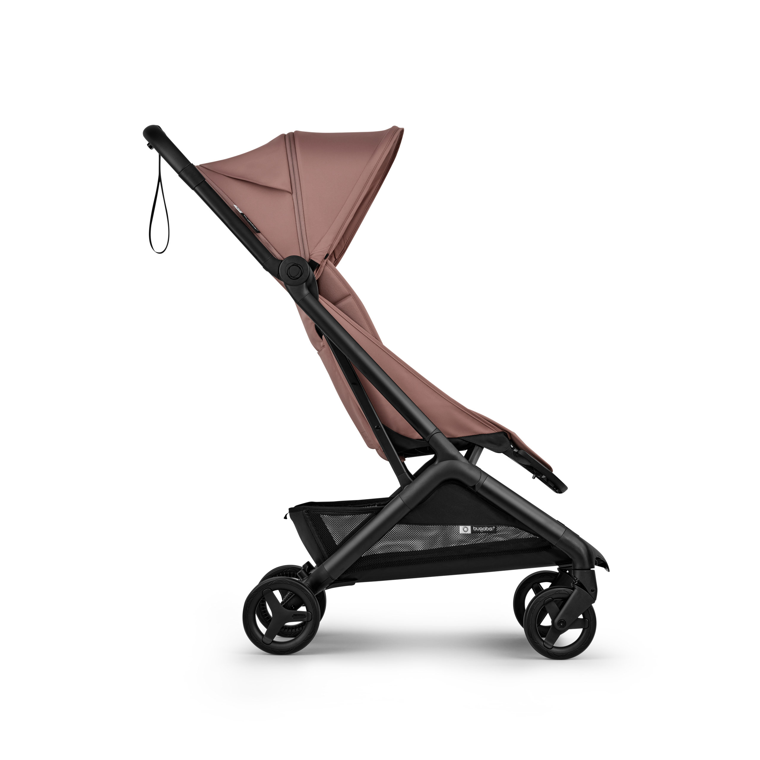 Bugaboo Butterfly 2 travel stroller black base, dusty pink fabrics, dusty pink sun canopy  - Thumbnail Slide 2 of 8