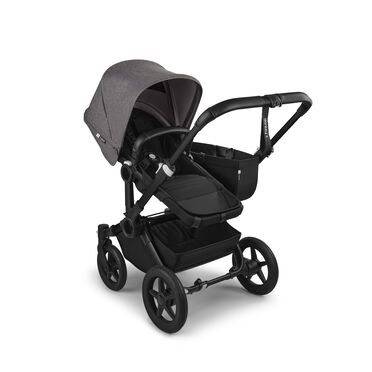 PP Bugaboo Donkey 5 Mono bassinet and seat stroller black base, midnight black fabrics, grey mélange sun canopy - view 2