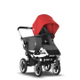 Bugaboo Donkey 3 Mono Complete Red sun canopy, grey melange seat, aluminum chassis - Thumbnail Slide 2 of 5