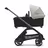 Side view of the Bugaboo Dragonfly bassinet stroller with graphite chassis, midnight black fabrics and misty white sun canopy. - Thumbnail Slide 3 of 16