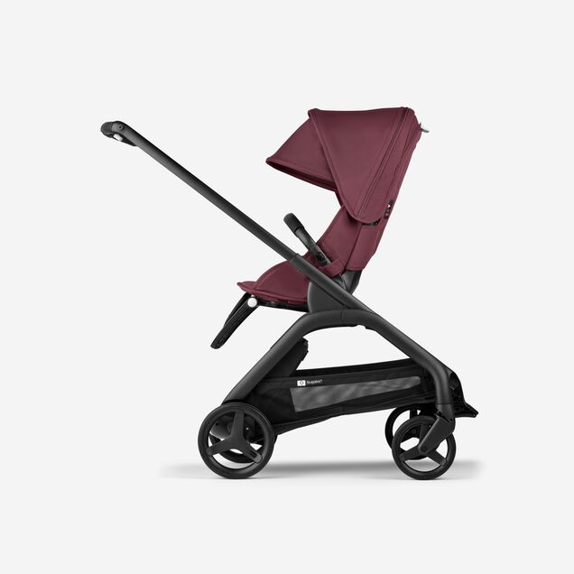 Bugaboo Dragonfly avec siège et nacelle, base noire, habillages rouge cerise intense, capote rouge cerise intense - Main Image Slide 2 of 16