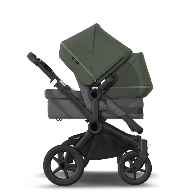 Bugaboo Donkey 5 Duo bassinet and seat stroller black base, grey mélange fabrics, forest green sun canopy - Main Image Slide 4 of 12