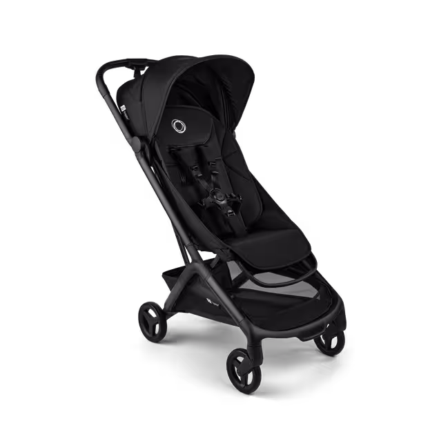 Bugaboo Butterfly 2 ultra-compact travel pushchair with black chassis, Heritage Black fabrics, and Heritage Black sun canopy. - Main Image Slide 1 of 8