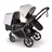Bugaboo Kangaroo 2-in-1 tandem stroller with one seat above and one bassinet below, with Midnight Black fabrics and Misty White sun canopies. - Thumbnail Slide 3 of 18