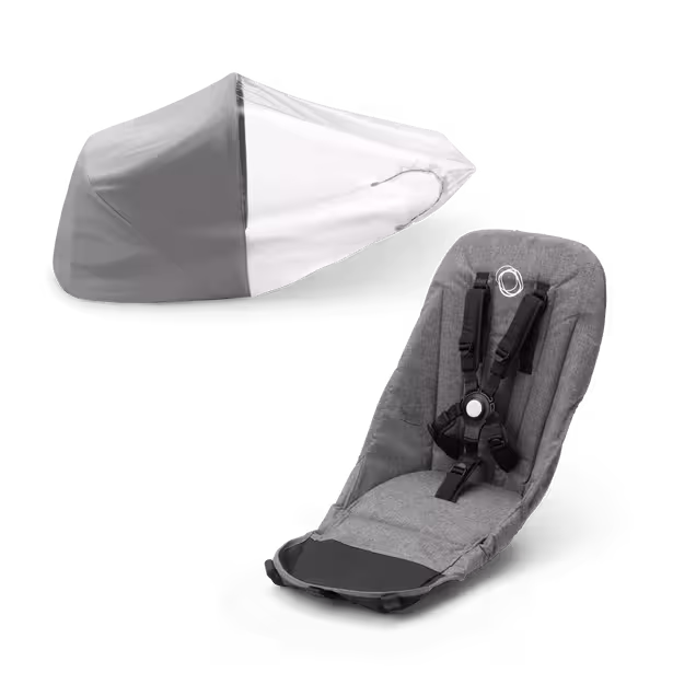 Refurbished Bugaboo Donkey2 duo fabric set AU GREY MELANGE - Main Image Slide 1 van 1