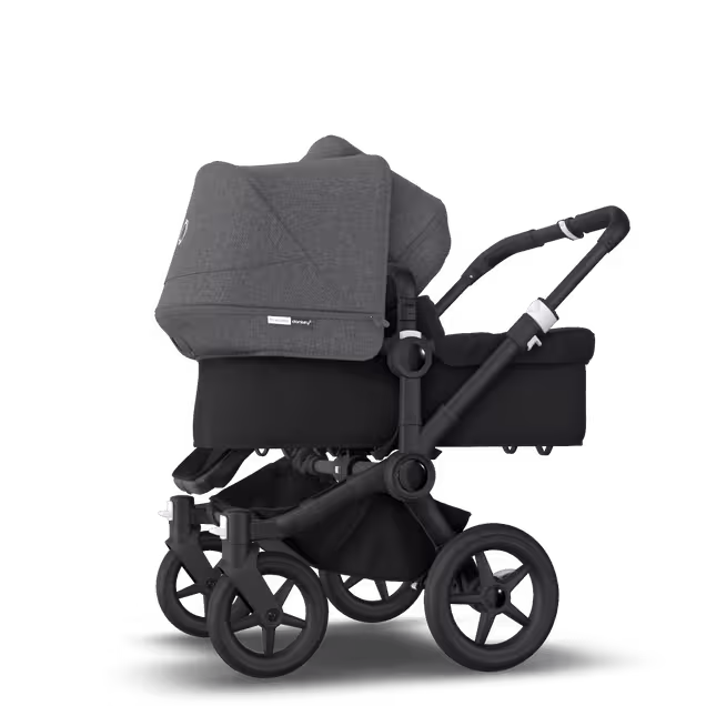 Bugaboo Donkey 3 Duo seat and bassinet stroller grey melange sun canopy, black fabrics, black base - Main Image Slide 2 of 5