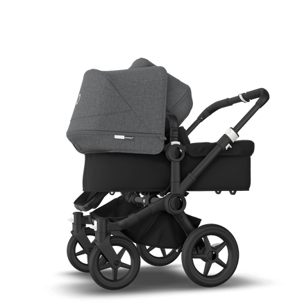 Bugaboo Donkey 3 Duo seat and bassinet stroller grey melange sun canopy, black fabrics, black base - view 2