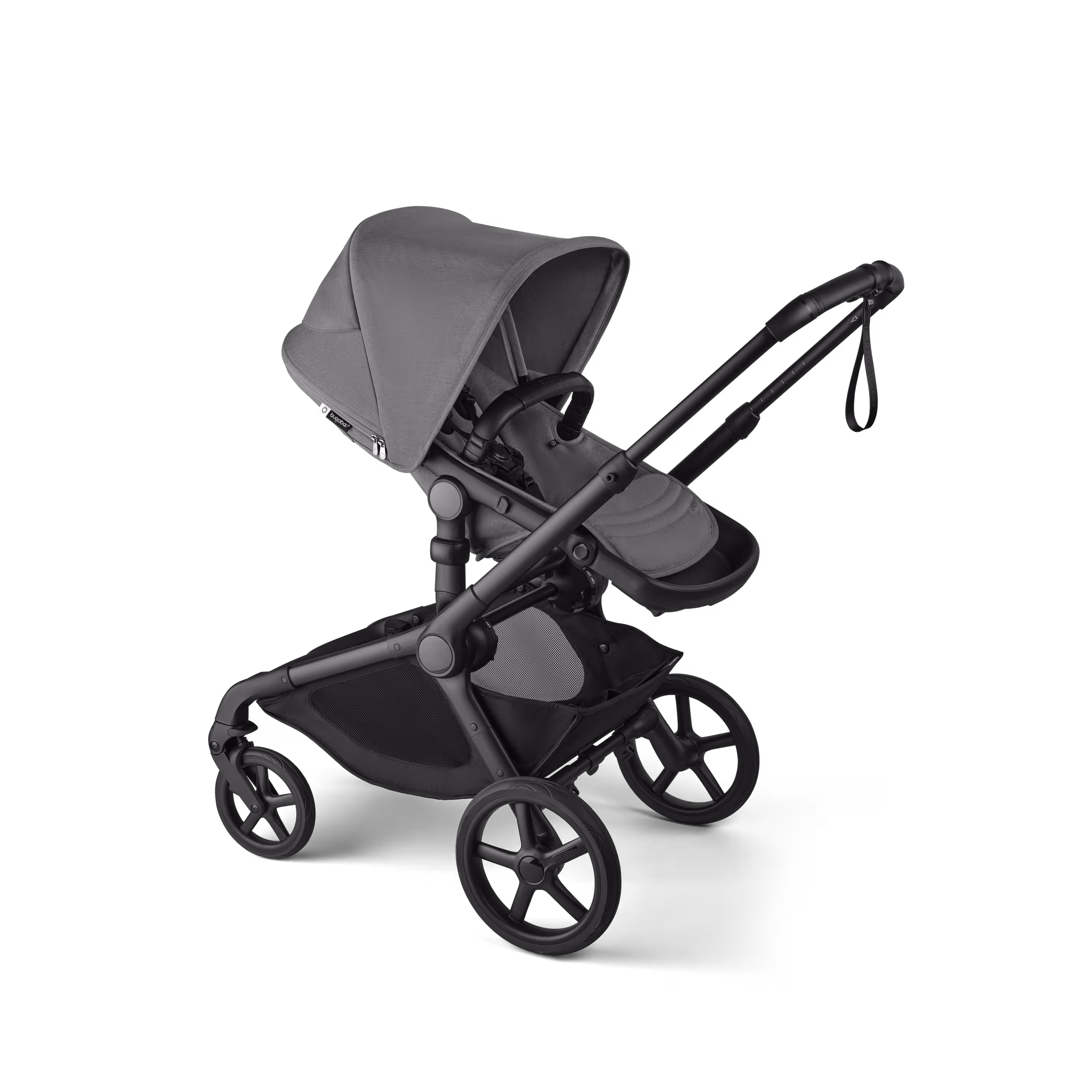 Bugaboo Kangaroo seat-only stroller black base, moon grey fabrics, moon grey sun canopy - Main Modal Image Slide 1 of 11