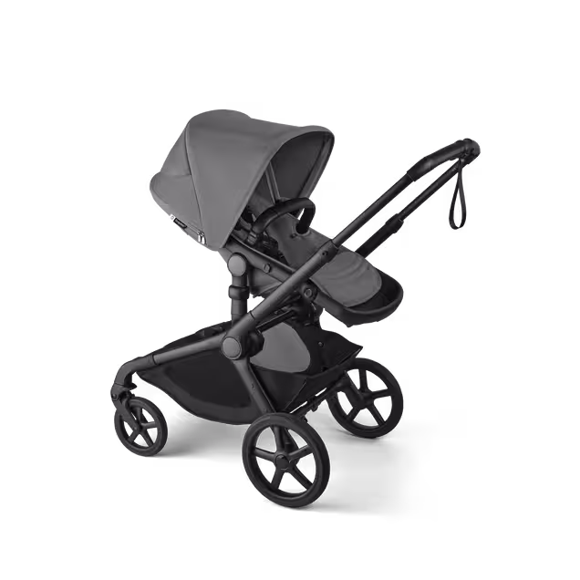 Bugaboo Kangaroo seat-only stroller black base, moon grey fabrics, moon grey sun canopy - Main Image Slide 1 of 11