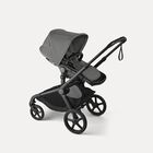 Bugaboo Kangaroo seat-only stroller black base, moon grey fabrics, moon grey sun canopy