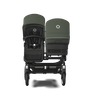 Bugaboo Donkey 5 Duo bassinet and seat stroller graphite base, midnight black fabrics, forest green sun canopy - Thumbnail Slide 2 of 12