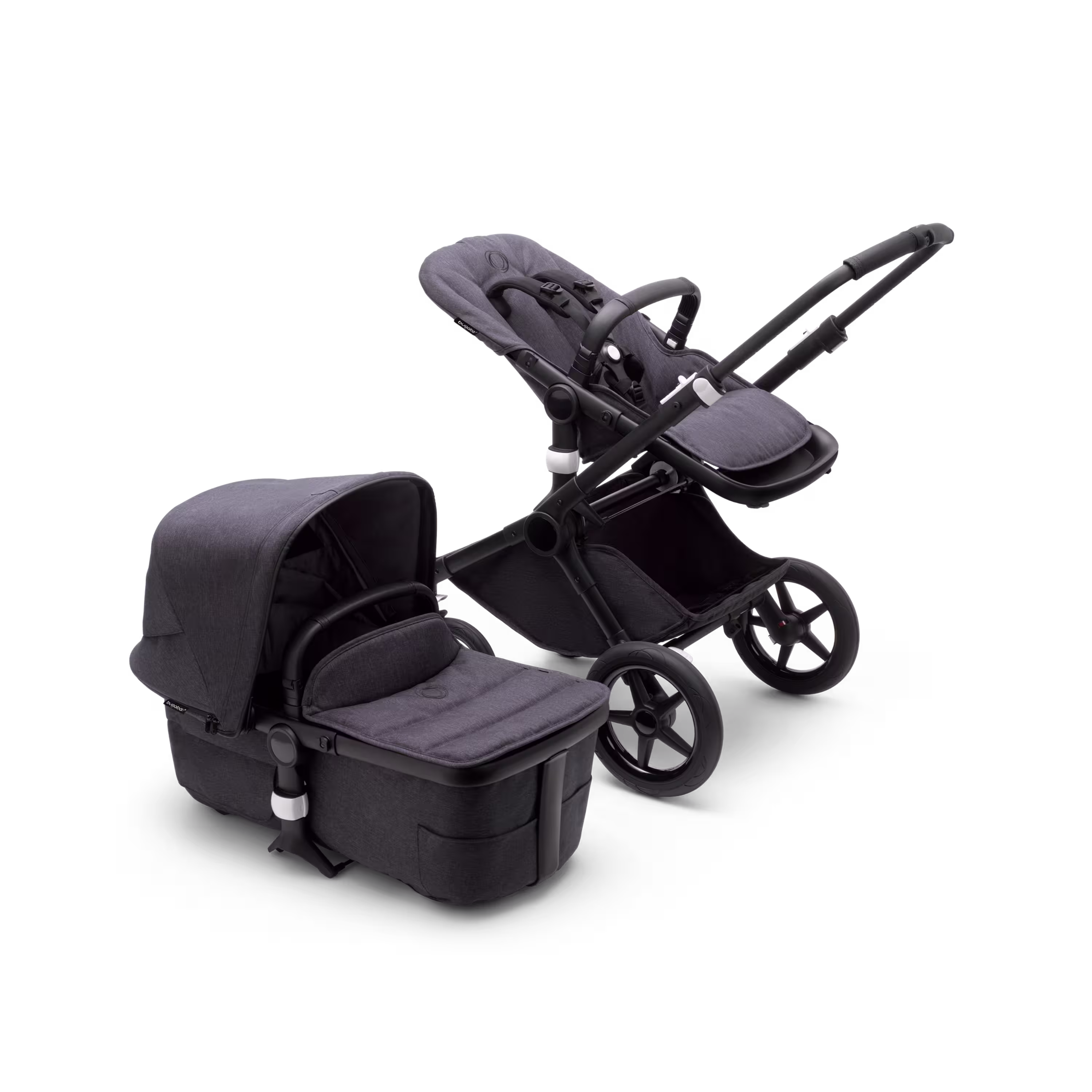 Bugaboo Fox 3 bassinet and seat stroller black base, mineral washed black fabrics, mineral washed black sun canopy - Main Modal Image Slide 11 of 15