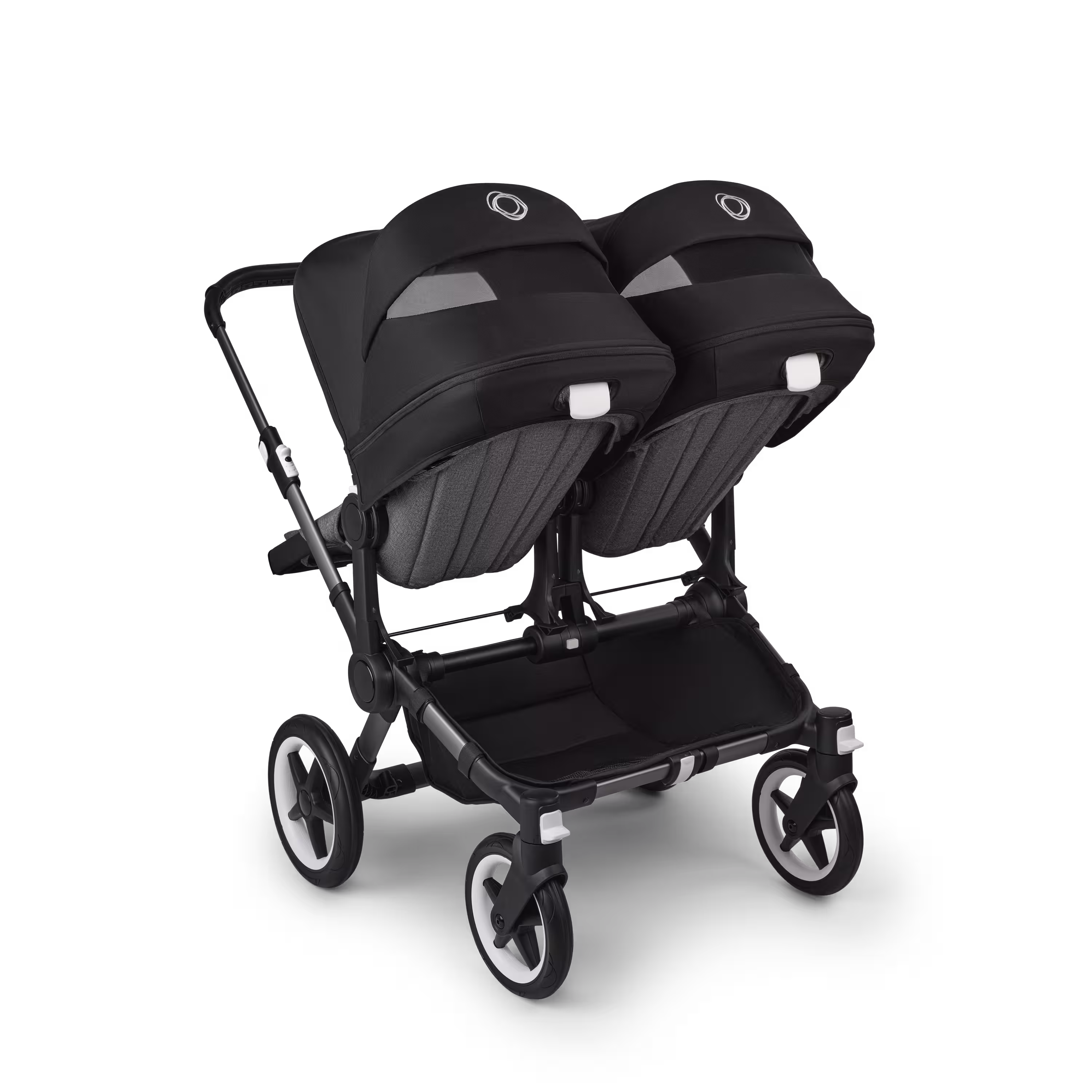Bugaboo Donkey 5 twin stroller graphite base, grey mélange fabrics, midnight black sun canopy - Main Modal Image Slide 3 of 12
