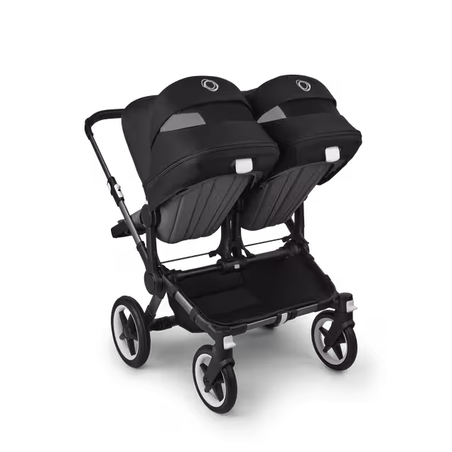 Bugaboo Donkey 5 twin stroller graphite base, grey mélange fabrics, midnight black sun canopy - Main Image Slide 3 of 12