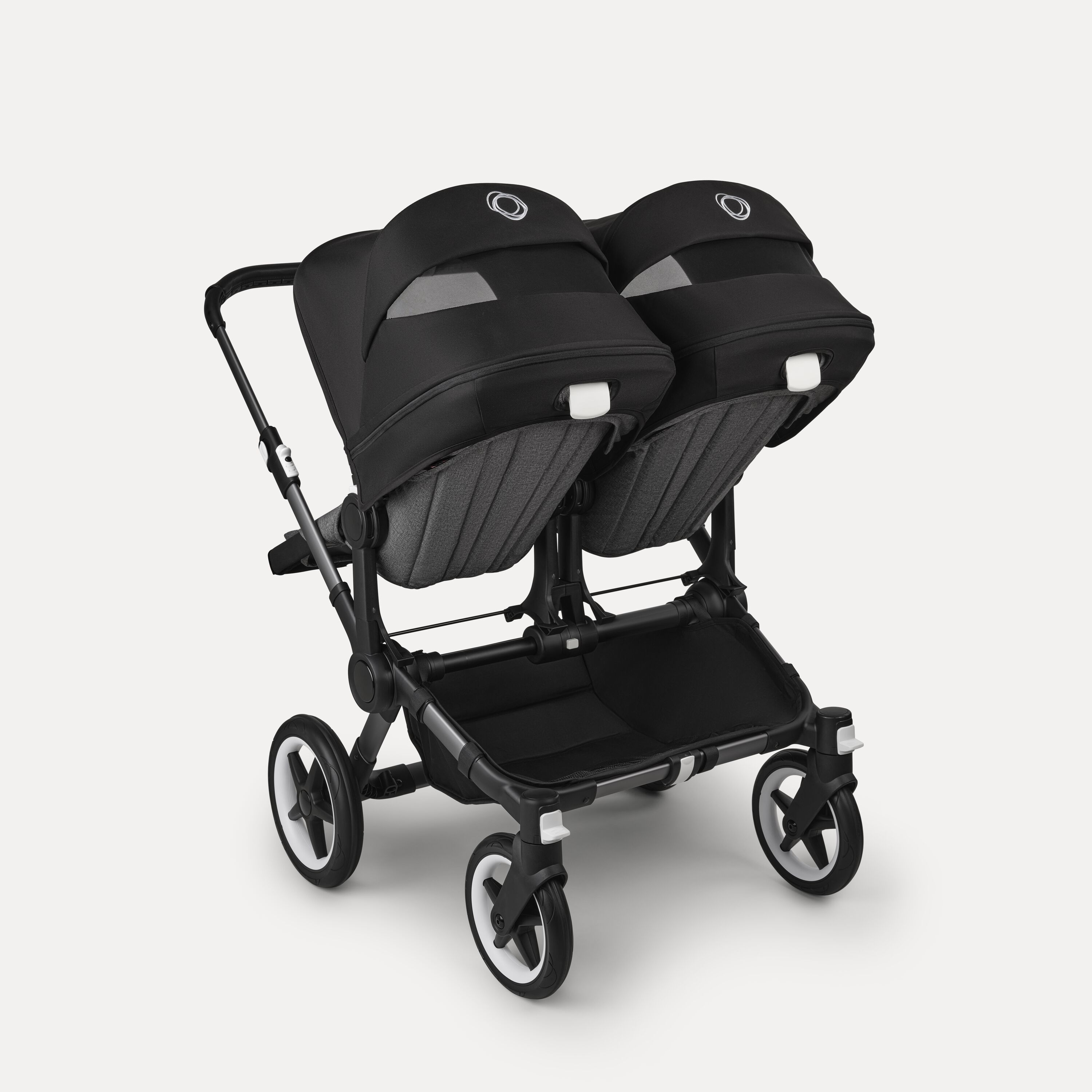 Bugaboo Donkey 5 twin stroller graphite base, grey mélange fabrics, midnight black sun canopy - Main Modal Image Slide 3 of 12