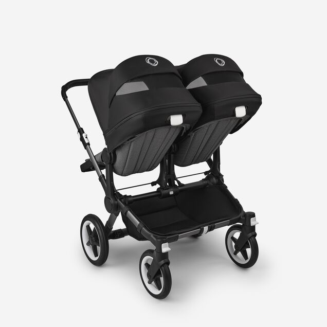 Bugaboo Donkey 5 twin stroller graphite base, grey mélange fabrics, midnight black sun canopy - Main Image Slide 3 of 12
