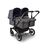 Bugaboo Donkey 5 twin stroller graphite base, grey mélange fabrics, stormy blue sun canopy - Thumbnail Slide 1 of 12