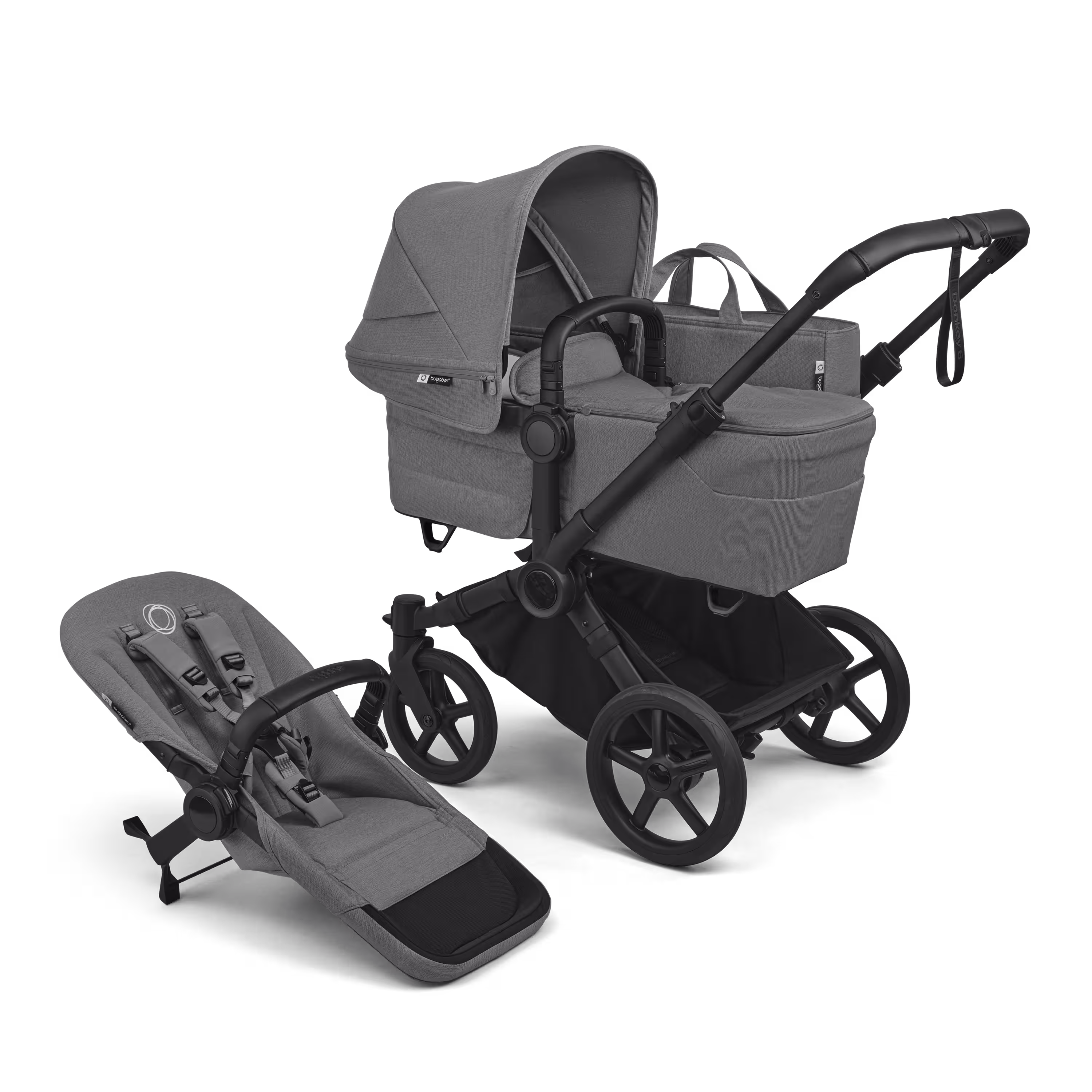 Bugaboo Donkey 6 2-in-1  stroller black base, moon grey fabrics, moon grey sun canopy - Main Modal Image Slide 1 of 10